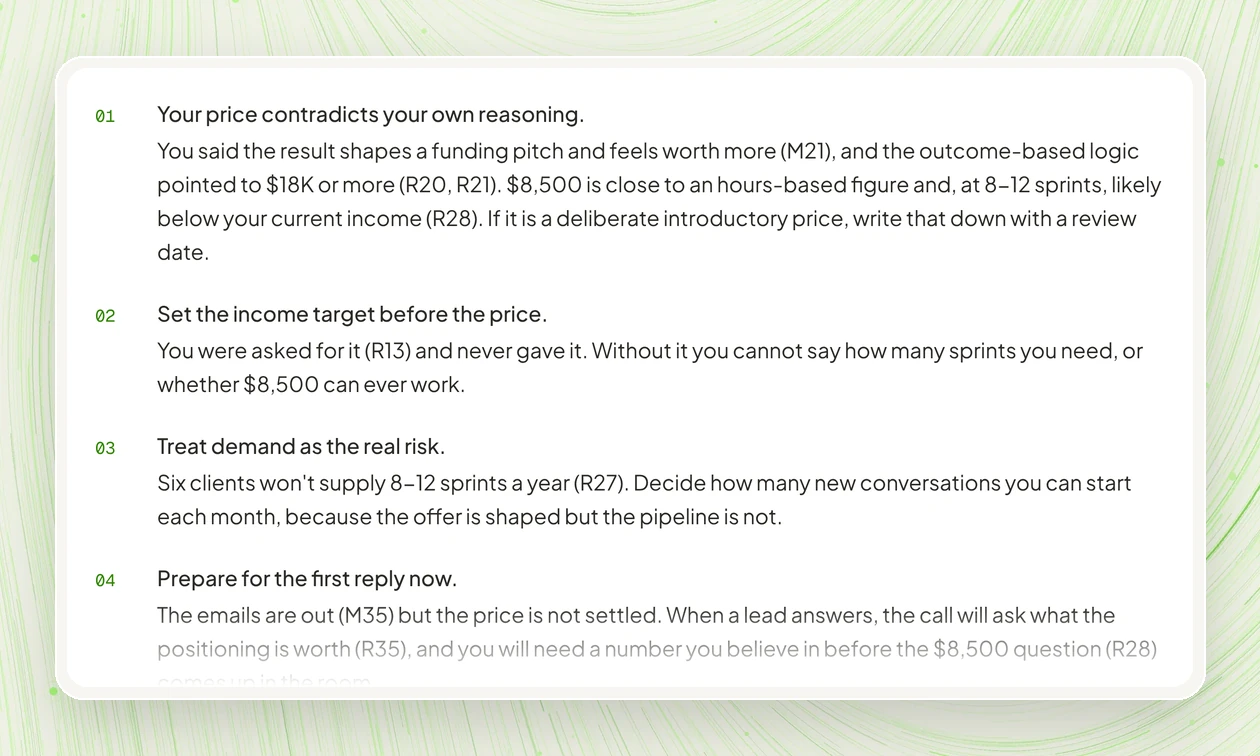 The co-founder read: what could weaken the idea